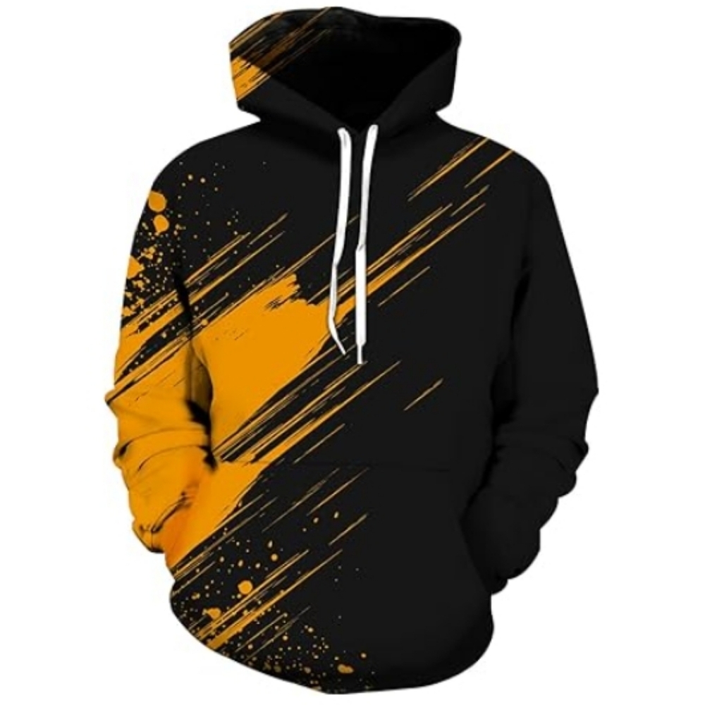 3D Print Pullover Hoodie Sweatshirt Women /Men  Yellow /Black